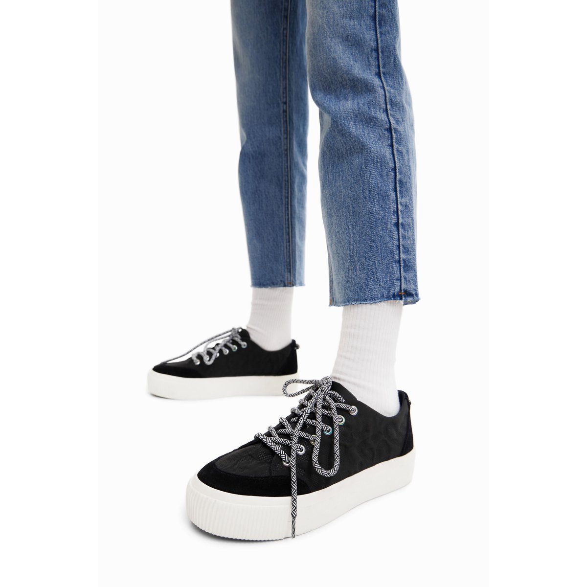 Baskets Plateforme Imprimé Animal noir, DESIGUAL