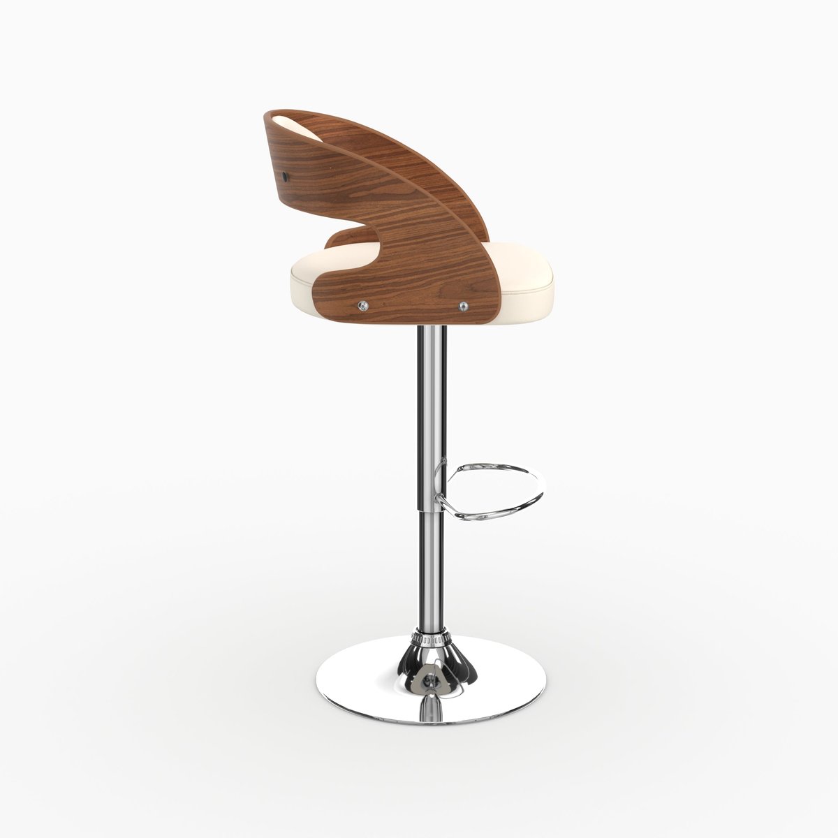 Chaise de bar réglable 62/84 cm en cuir synthétique - LOUIS blanc, MAISON PAVANE