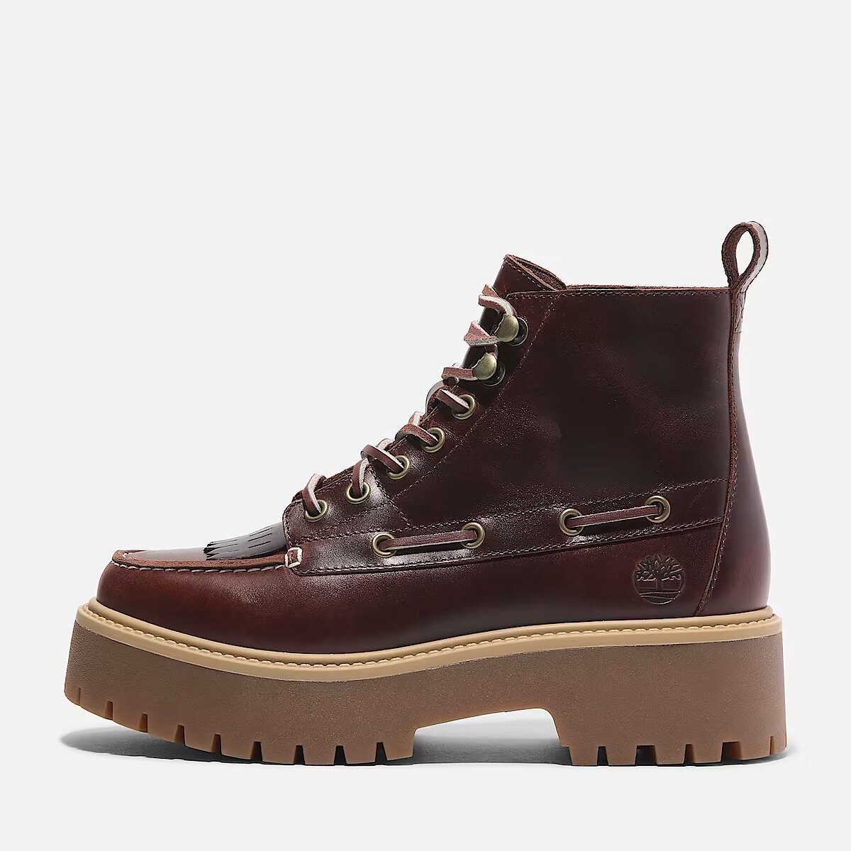 Stone Street Mid Lace lace-up wedge ankle boots burgundy, TIMBERLAND