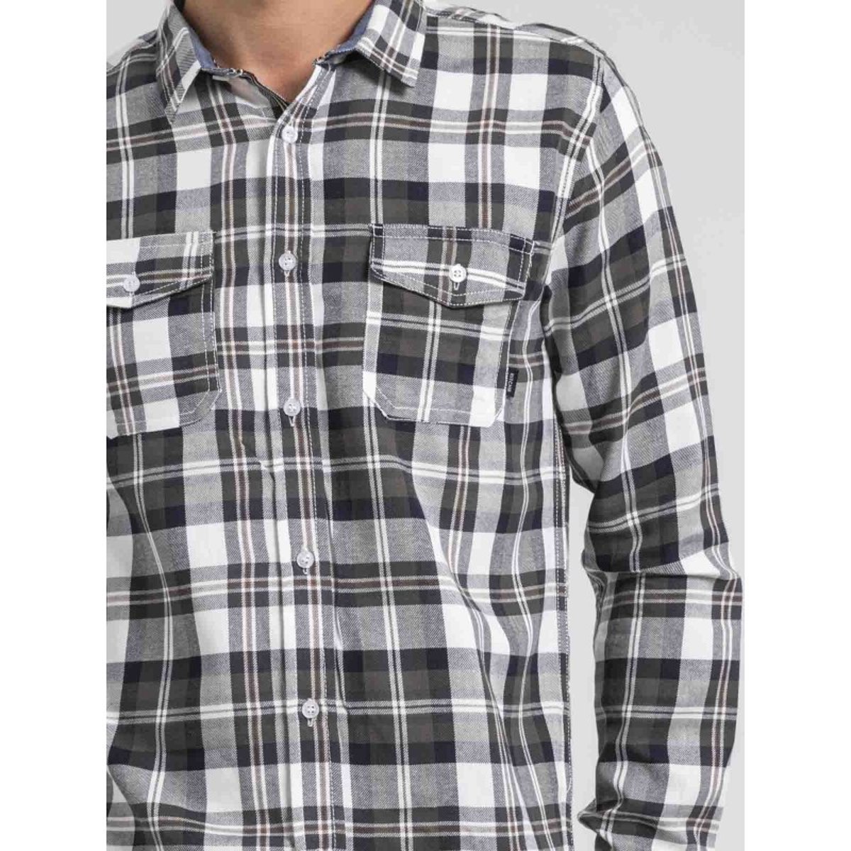 Chemise Manches Longues Carreaux Pur Coton Flanelle Telimax kaki, RITCHIE