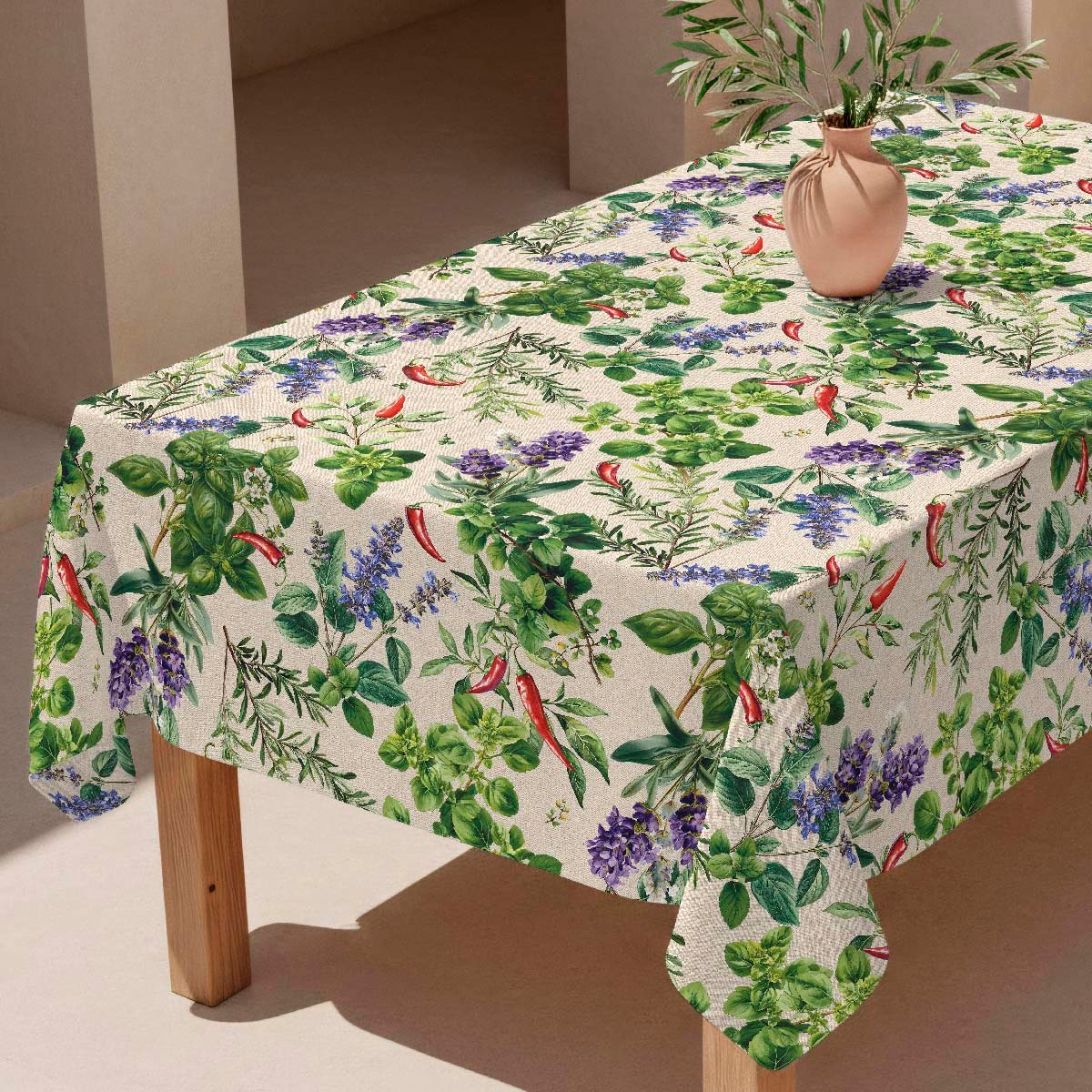 Nappe anti-taches Herbs - 100% coton - vert, NAF NAF HOME