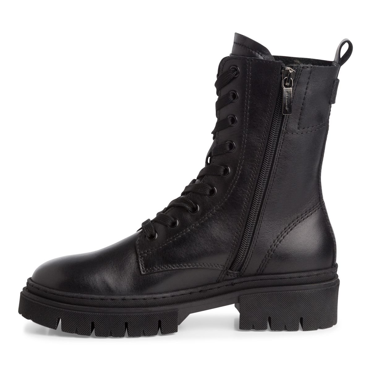 Bottine en cuir noir, TAMARIS