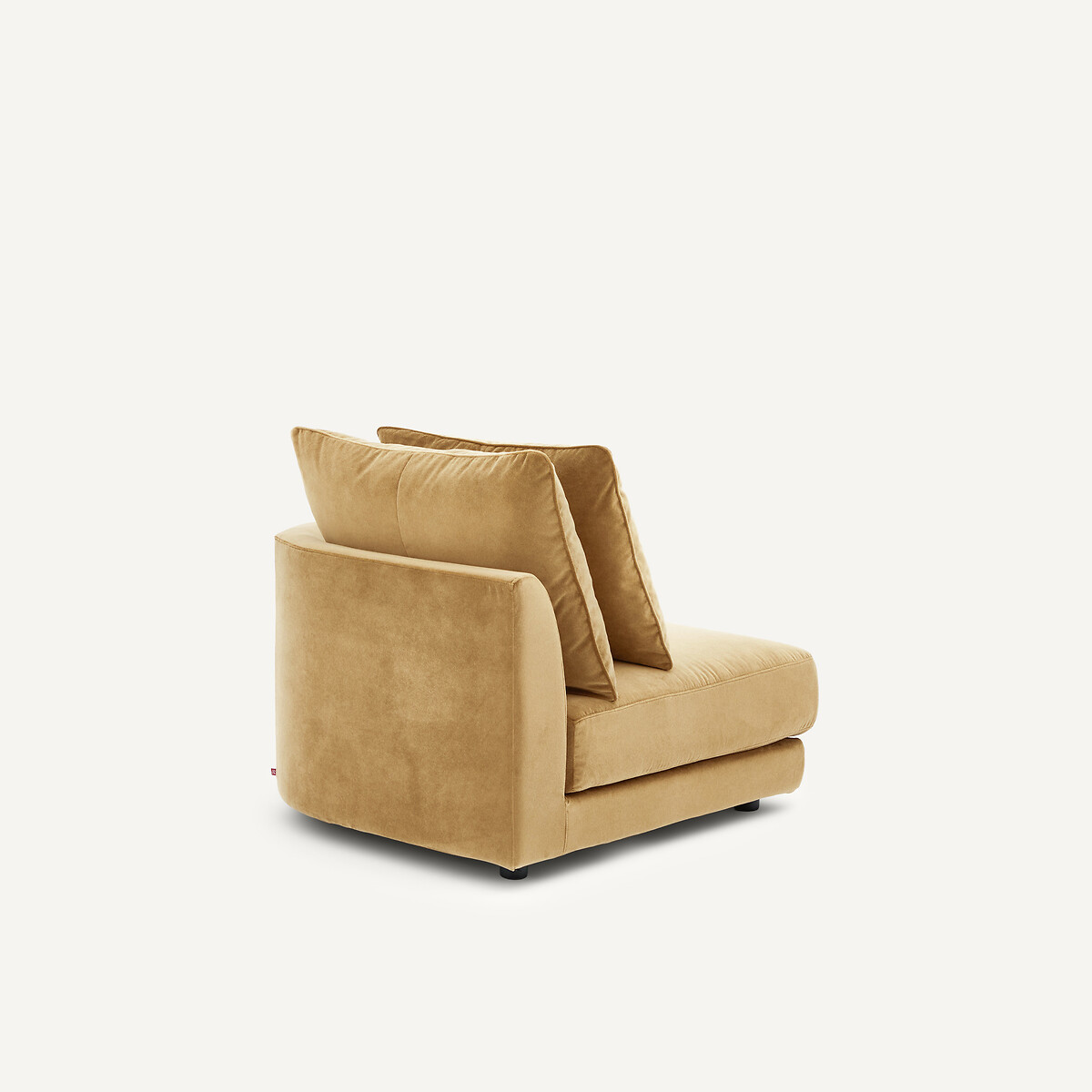 Rechtes, abgerundetes, modulares Halbsofa aus Leinenvelours, TIBERIO karamell, AM.PM