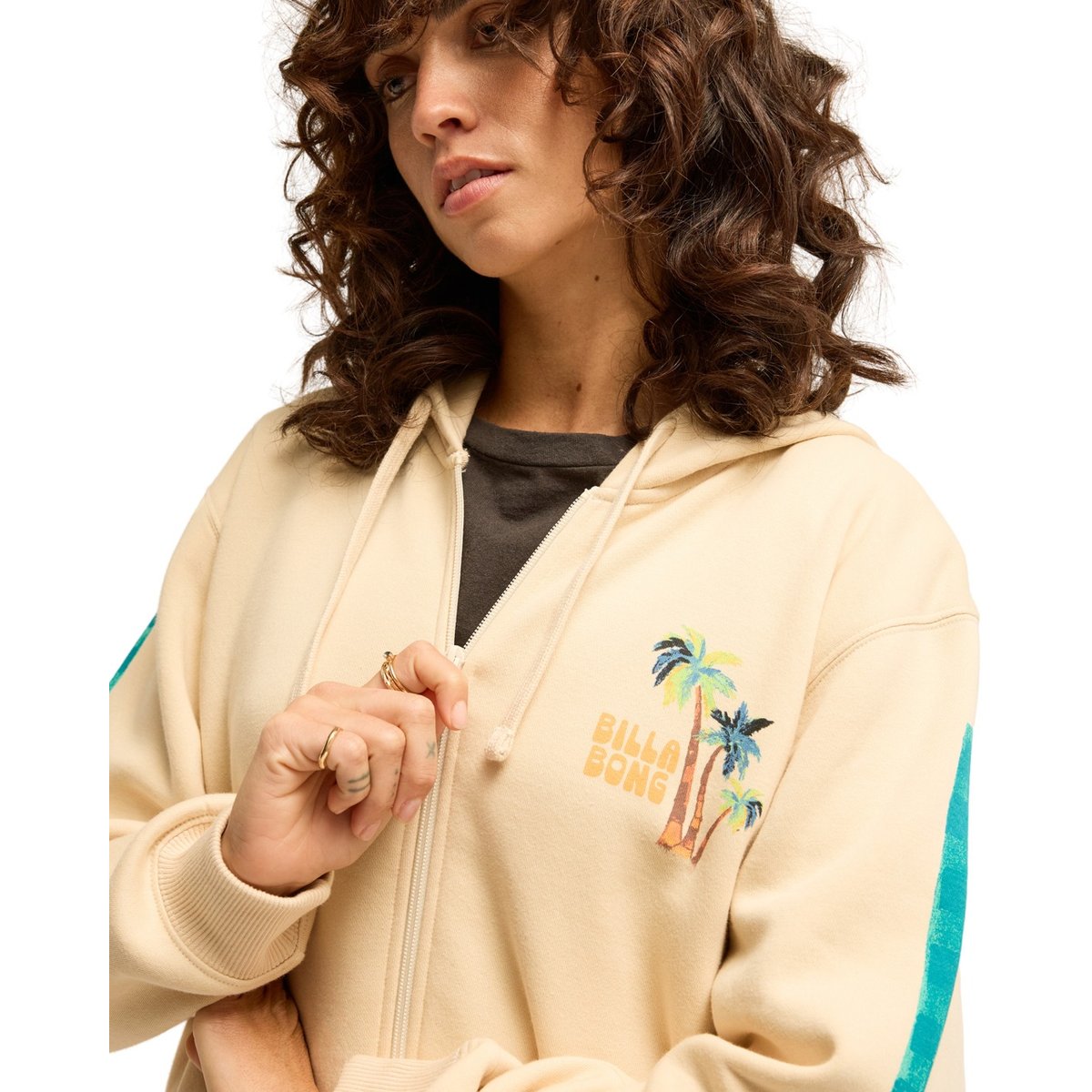 Sweat capuche zippé ON VACAY blanc white cap, BILLABONG