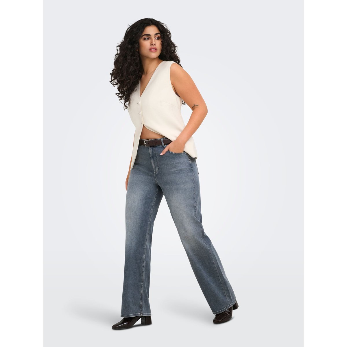 Jean À Jambe Large special blue grey denim, ONLY CARMAKOMA