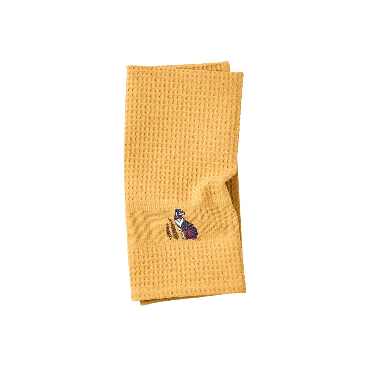 Torchon coton nid d'abeille Pantera vanille PANTERA curry, CARRE BLANC