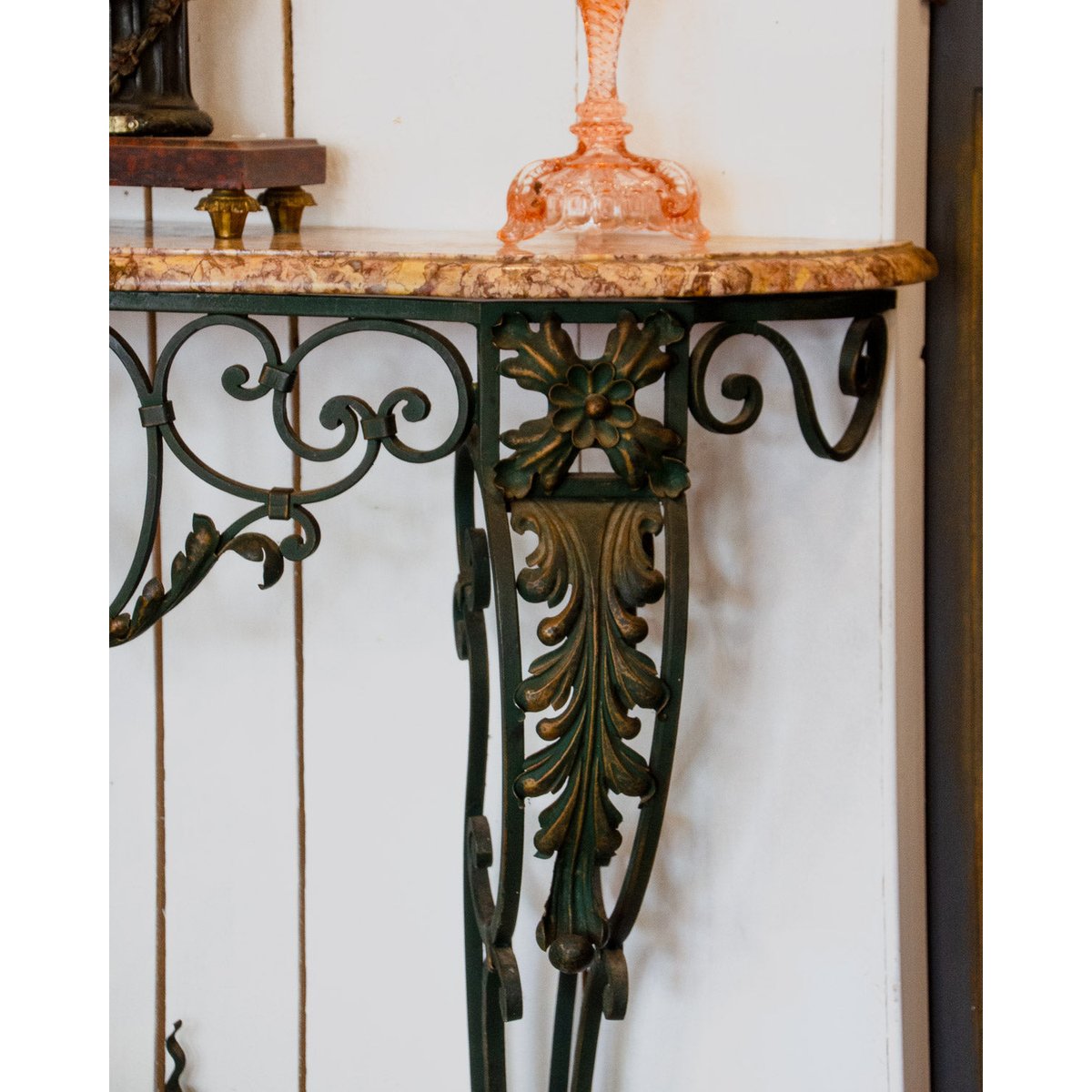 Console en marbre et fer forgé Hanna N°1351 - Bon état noir, DEBONGOUT