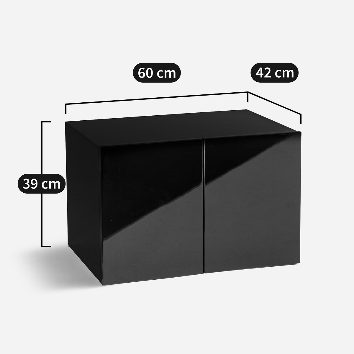 Caisson L60 x P42 cm, MDF laqué, Archivita XL noir laqué, AM.PM