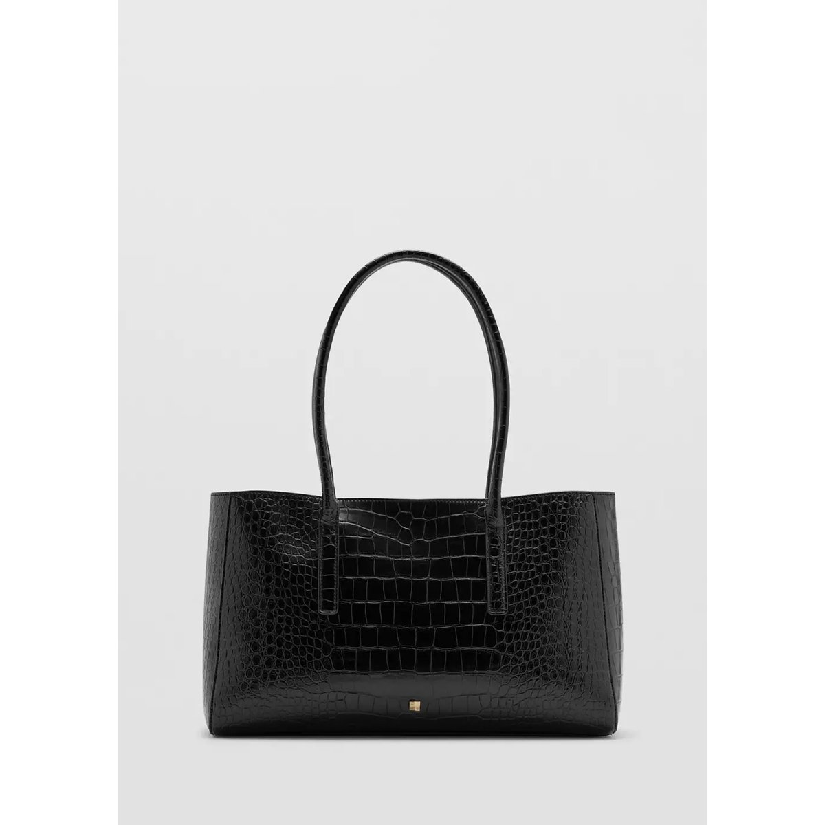 Sac porté épaule effet croco noir, MANGO