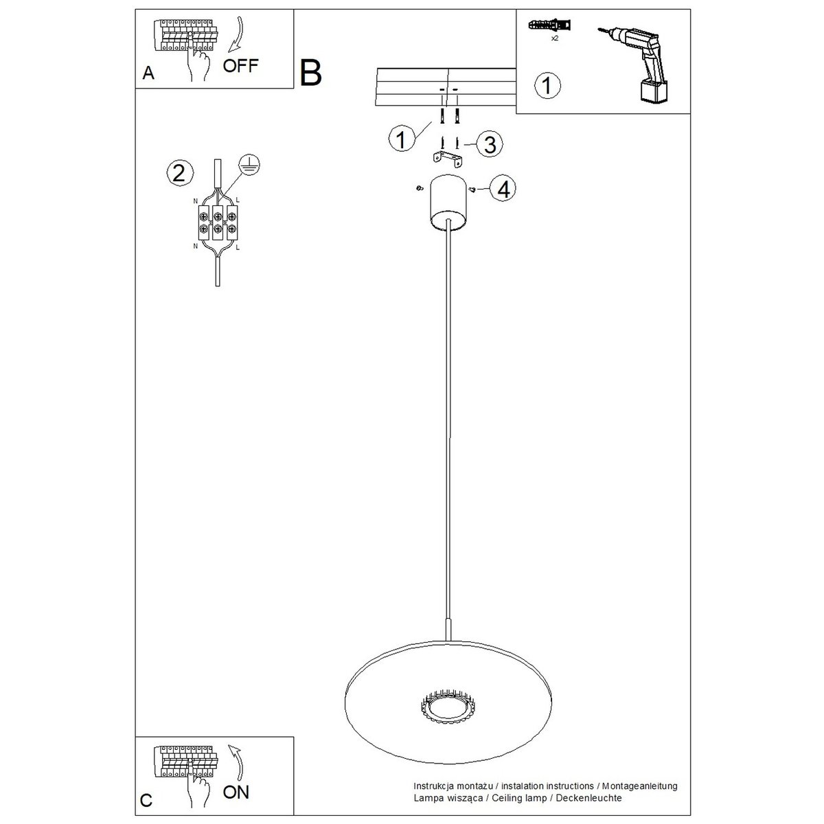 Suspension Feutre Beige Gx53 1 OVO beige, EDEN
