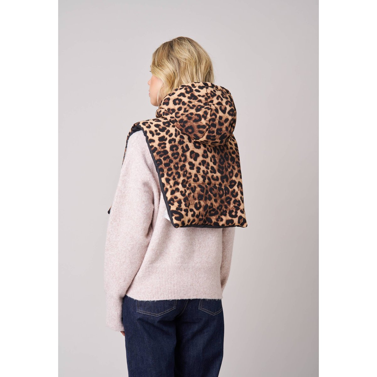 Cache-cou réversible zippé femme imprimé léopard MANISSA black, DEELUXE