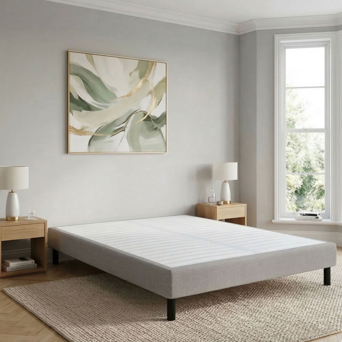 Sommier déco tapissier en kit lin, TERRE DE NUIT