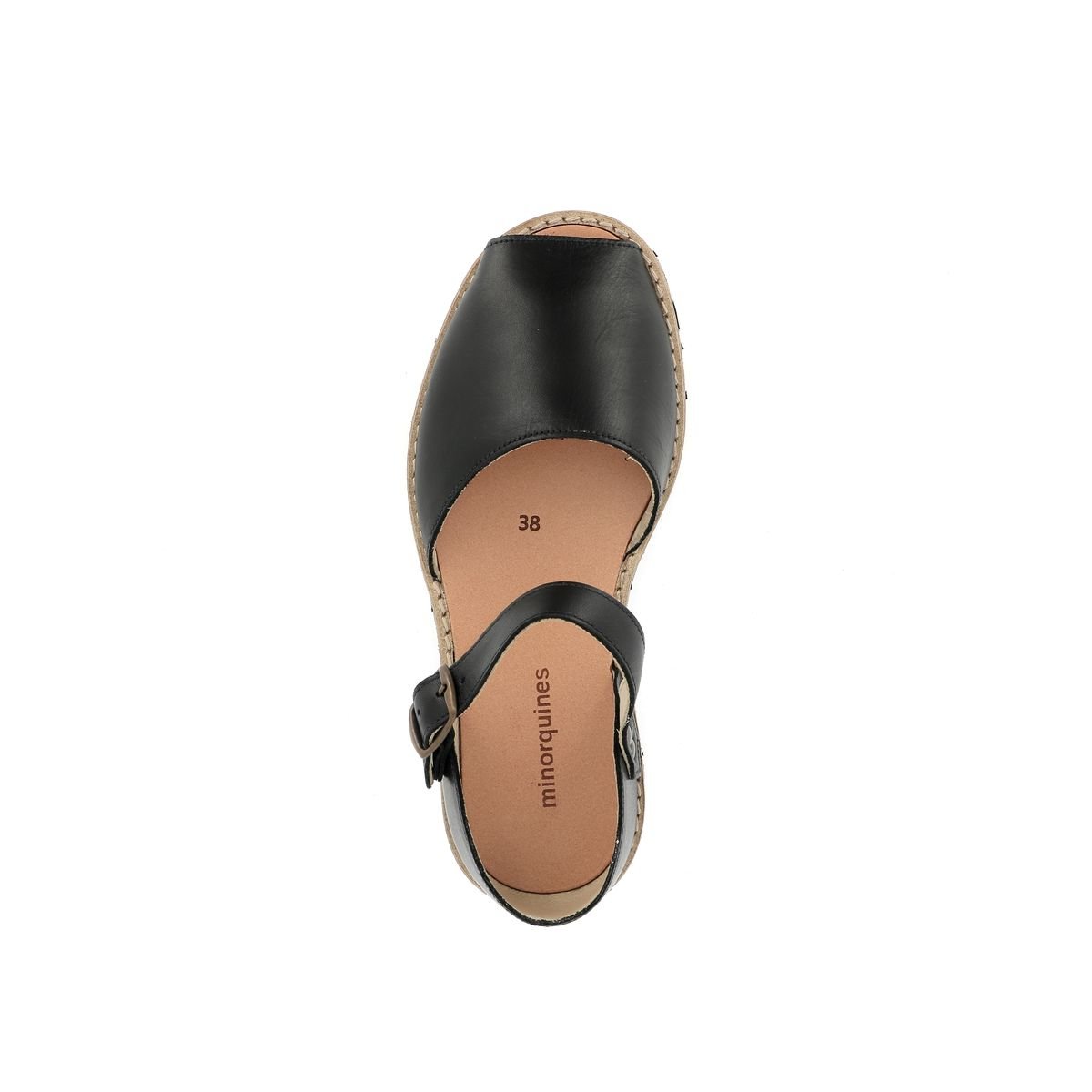 Sandales en cuir FRAILERA BOUCLE noir, MINORQUINES
