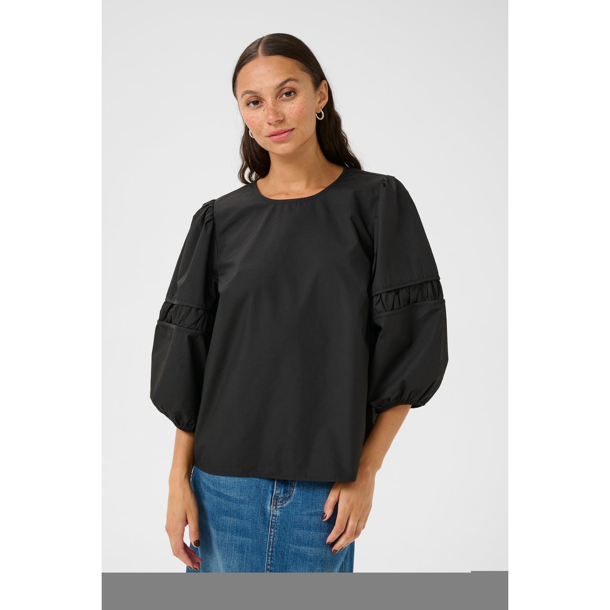 Blouse with long sleeve noir black, KAFFE