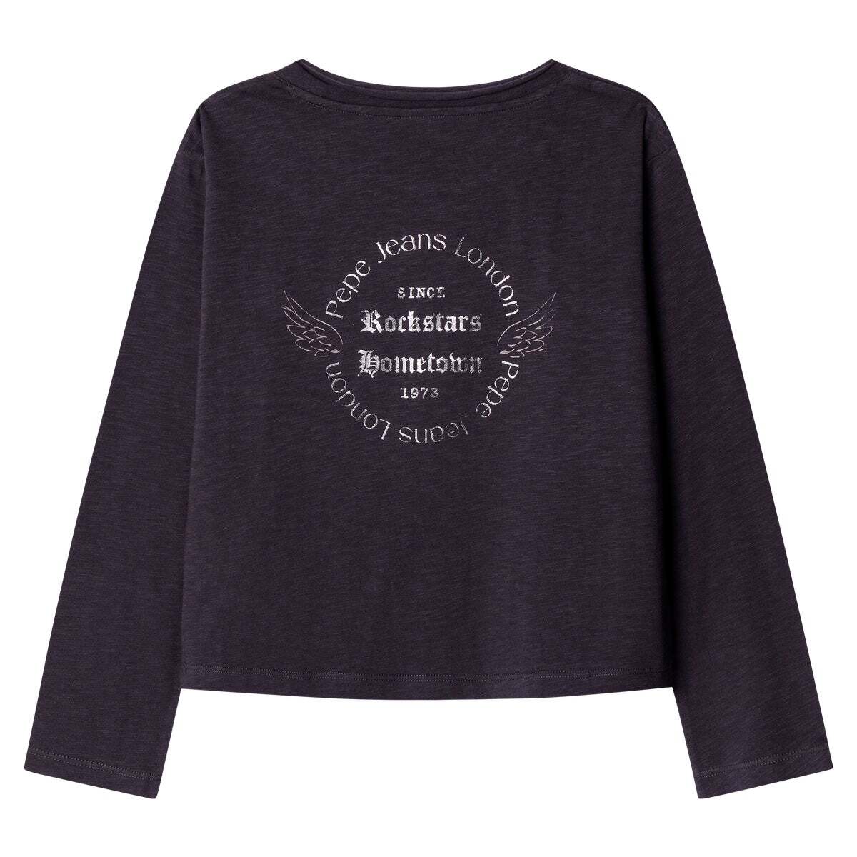 T-Shirt Manches Longues Avec Logo Imprimé gris cendre, PEPE JEANS