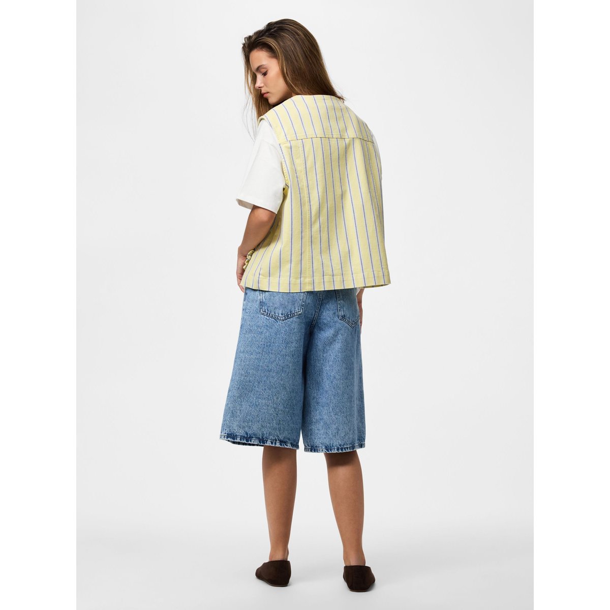 Gilet En Denim jaune - french vanilla, PIECES