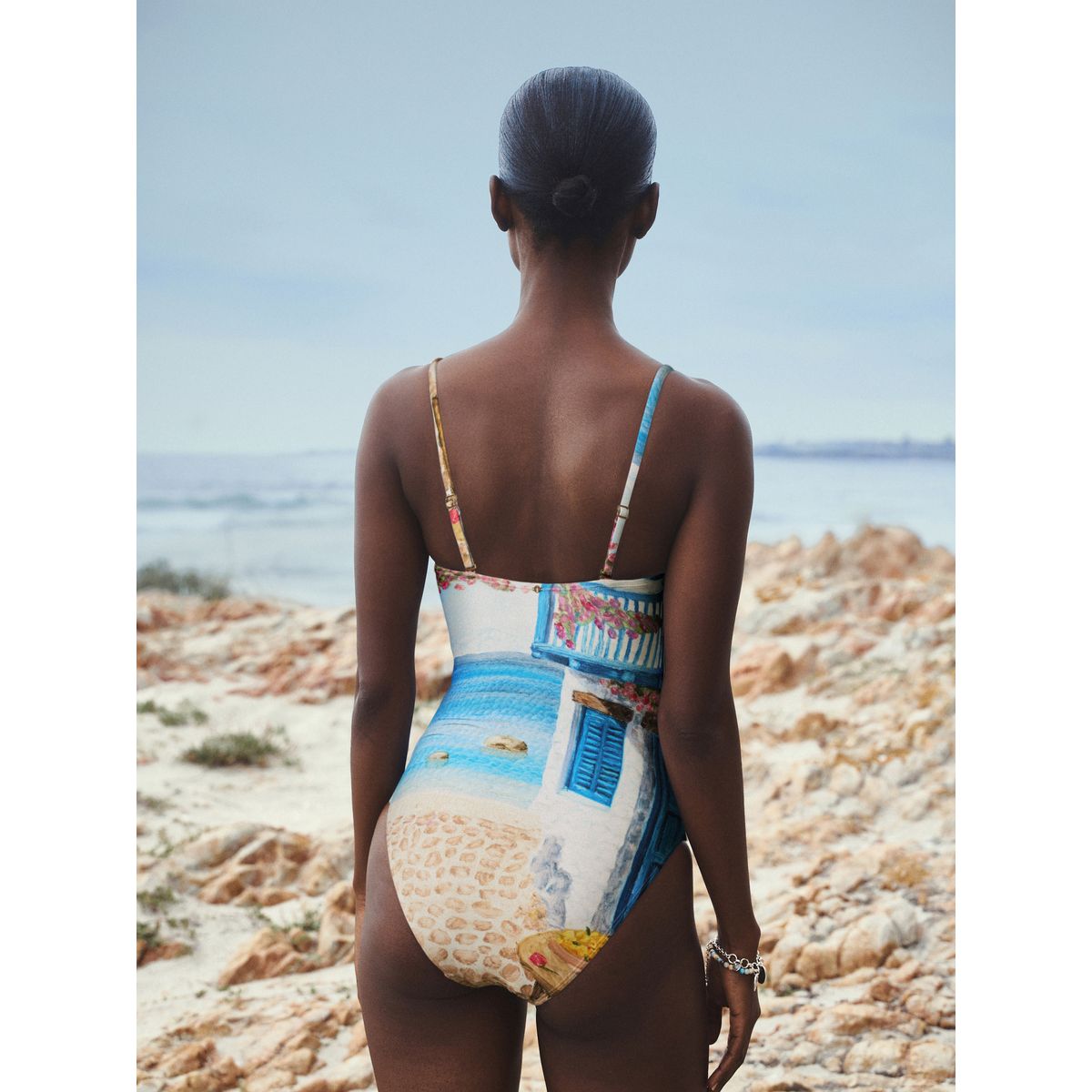 Maillot de bain bandeau à bord au crochet estampe panoramique de benjamin macgregor, NEXT