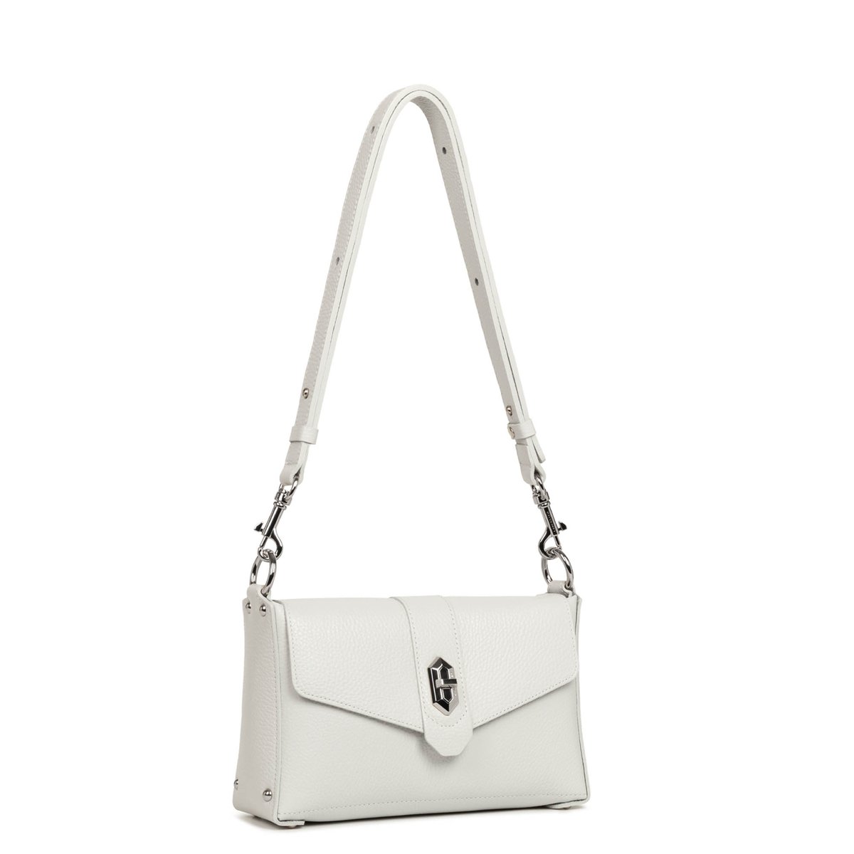 Sac à main à bandoulière en cuir Foulonné double gris clair - in - argent, LANCASTER