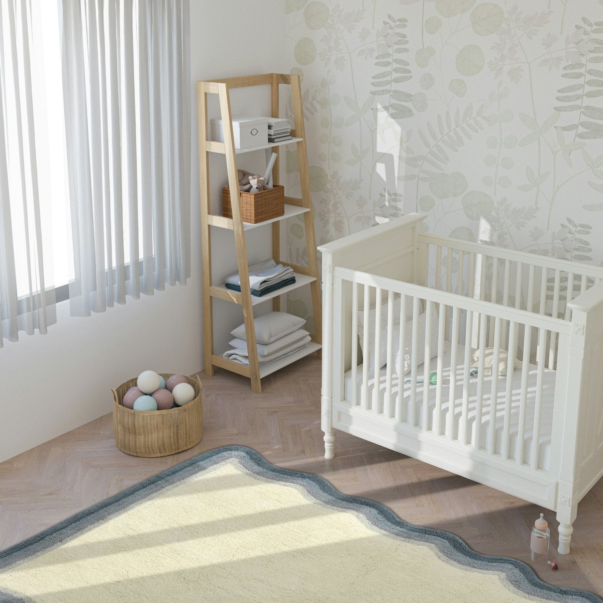 Tapis enfant en coton BISCUIT bleu naturel, AFK LIVING