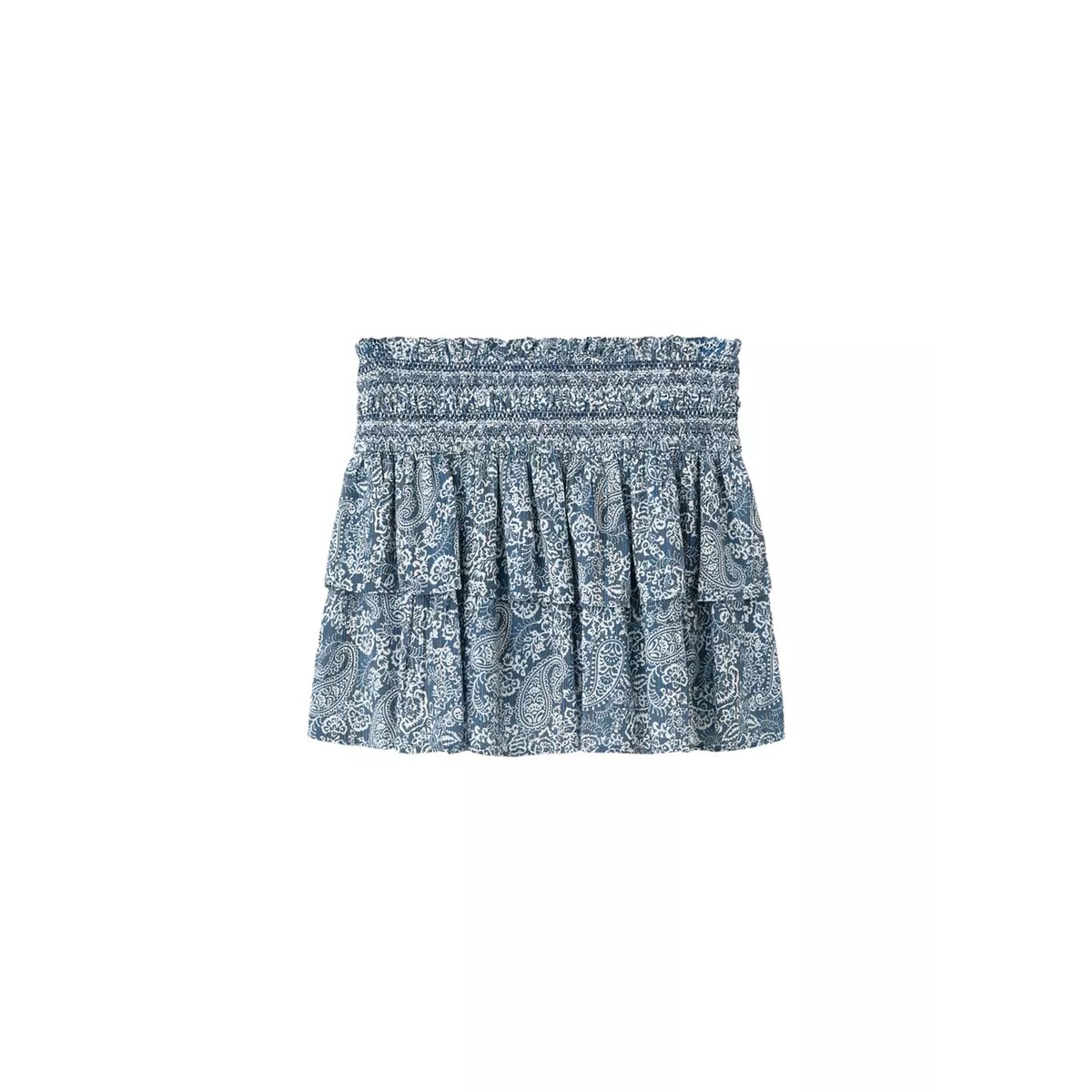 Jupe courte imprimée bleu marine, MANGO TEEN
