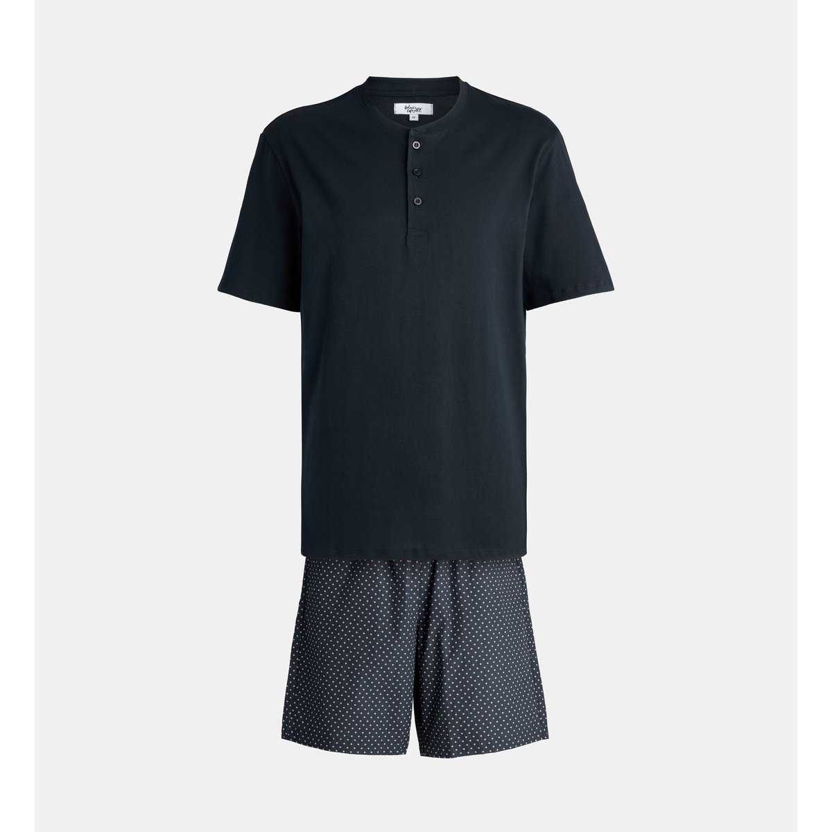 Pyjama court duno en coton bleu, GALERIES LAFAYETTE