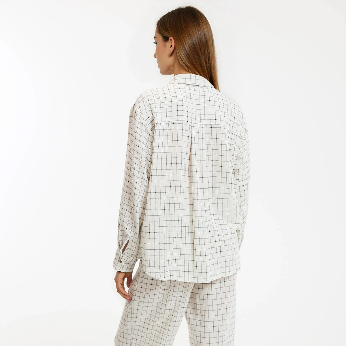 Pyjama rayé, 2 pièces, en gaze coton, Signature MARGOT carreaux, LA REDOUTE COLLECTIONS
