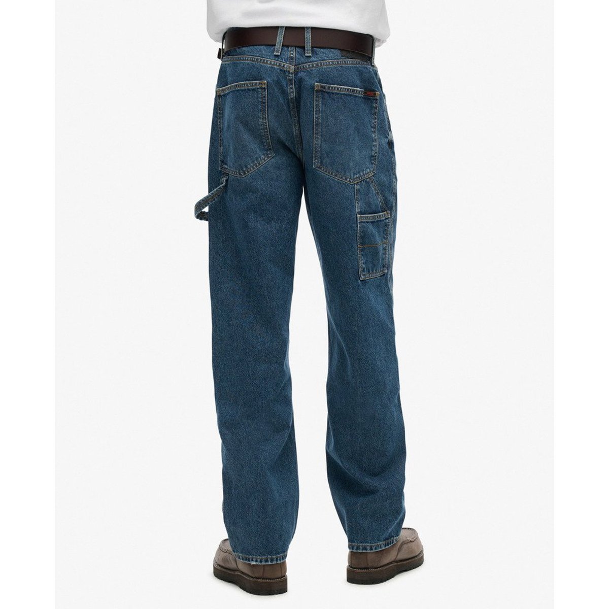 Jean Carpenter en coton bio palmiers bleu foncé, SUPERDRY