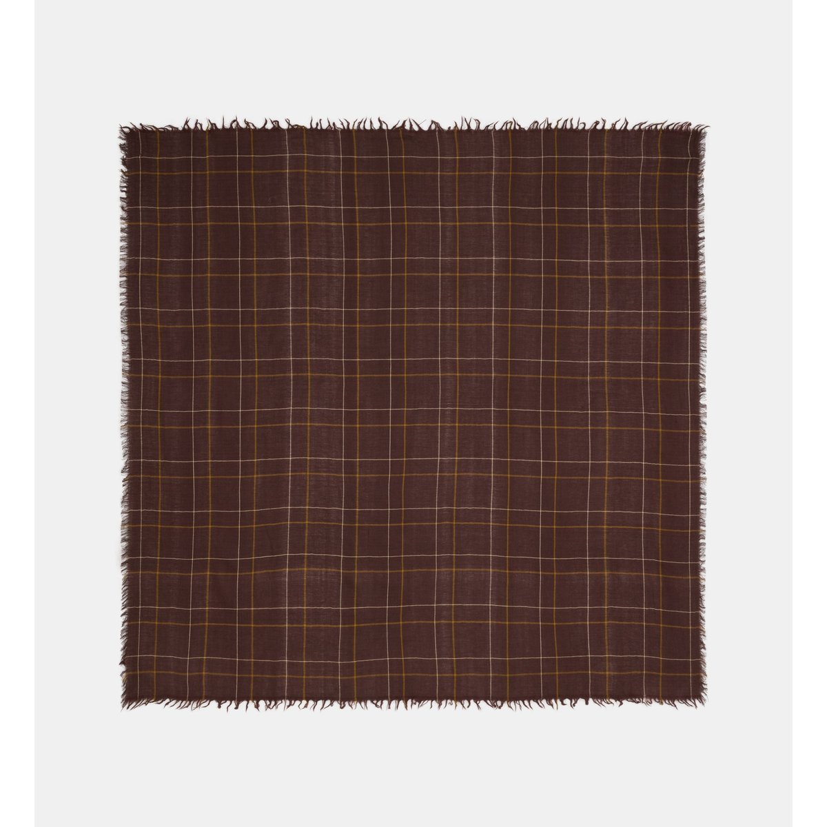 Carré selma à carreaux en laine et coton marron, GALERIES LAFAYETTE