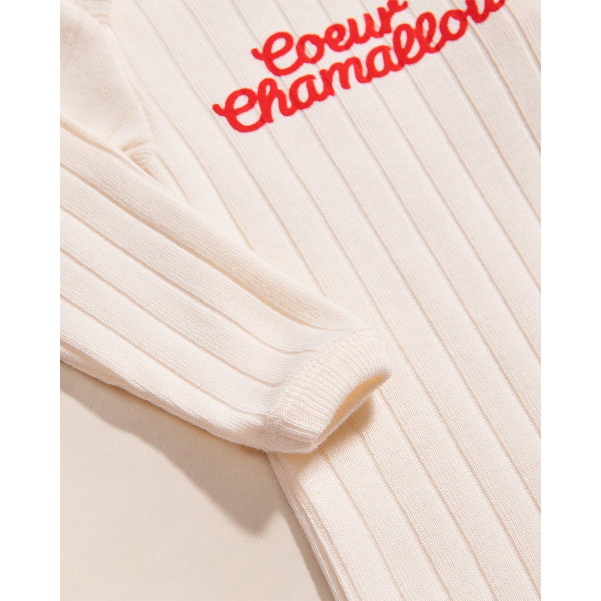 Body en coton bio imprimé velours, CŒUR CHAMALLOW blanc - crème, EMOI EMOI