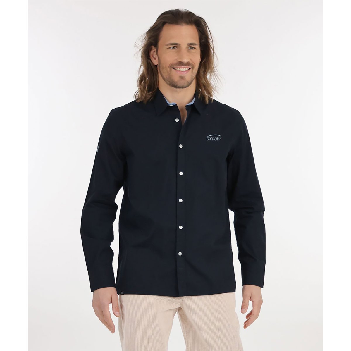 Chemise manches longues unie CAVIRO deep marine, OXBOW