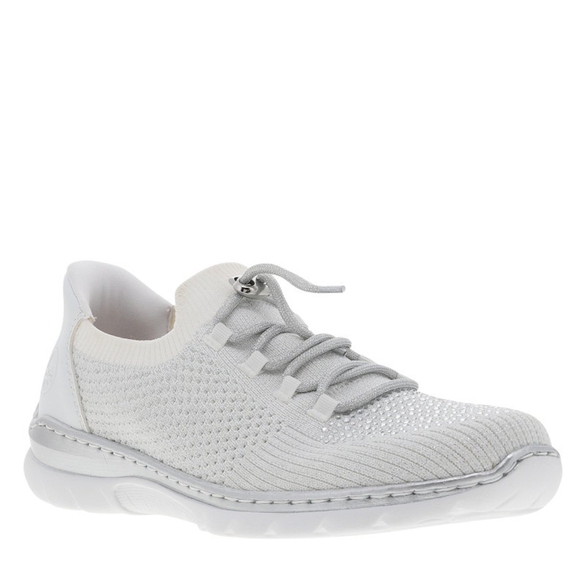 Baskets running écrues à talon plat avec une fermeture slip-on blanc, RIEKER