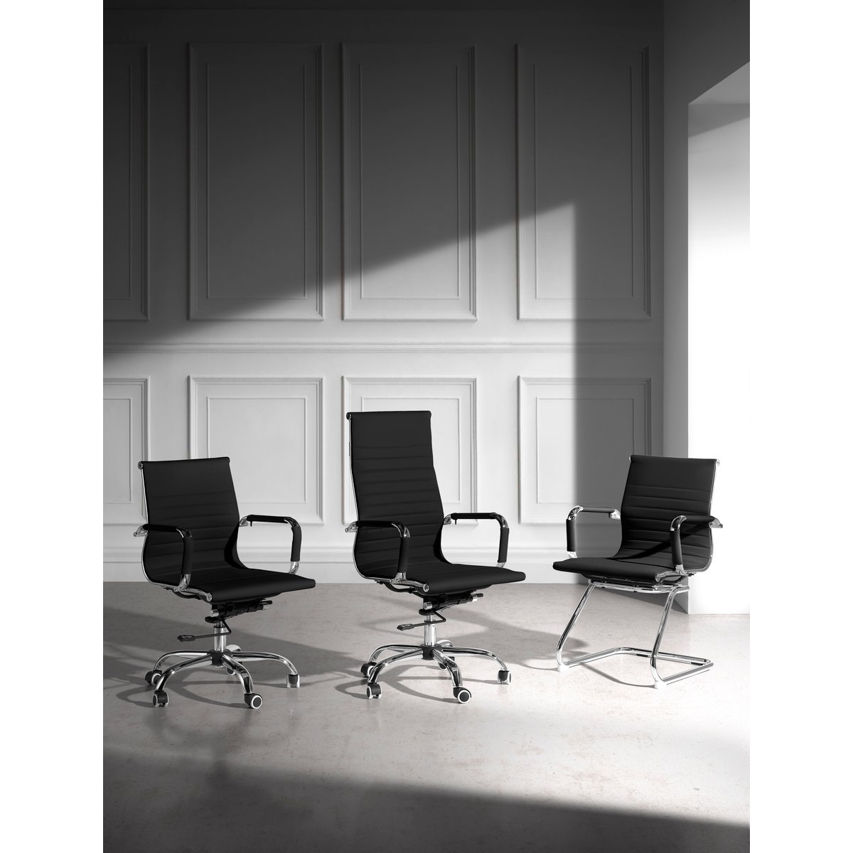 Fauteuil de bureau en simili polyuréthane, EXECUTIVE noir, HISPANOHOGAR