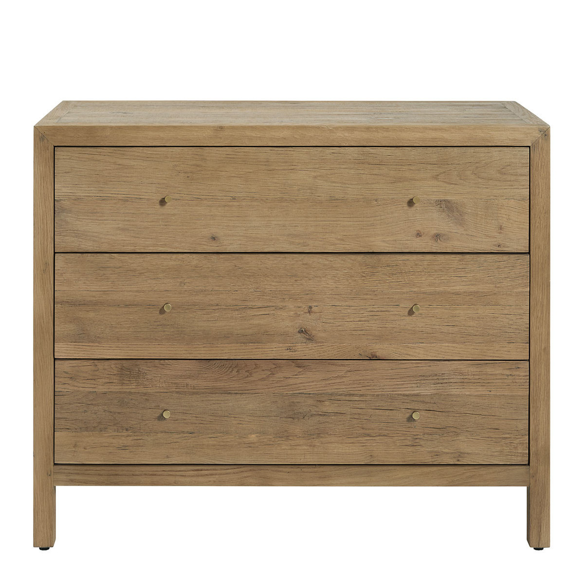 Commode chêne recyclé 100x45x83 bois clair, BLANC D’IVOIRE