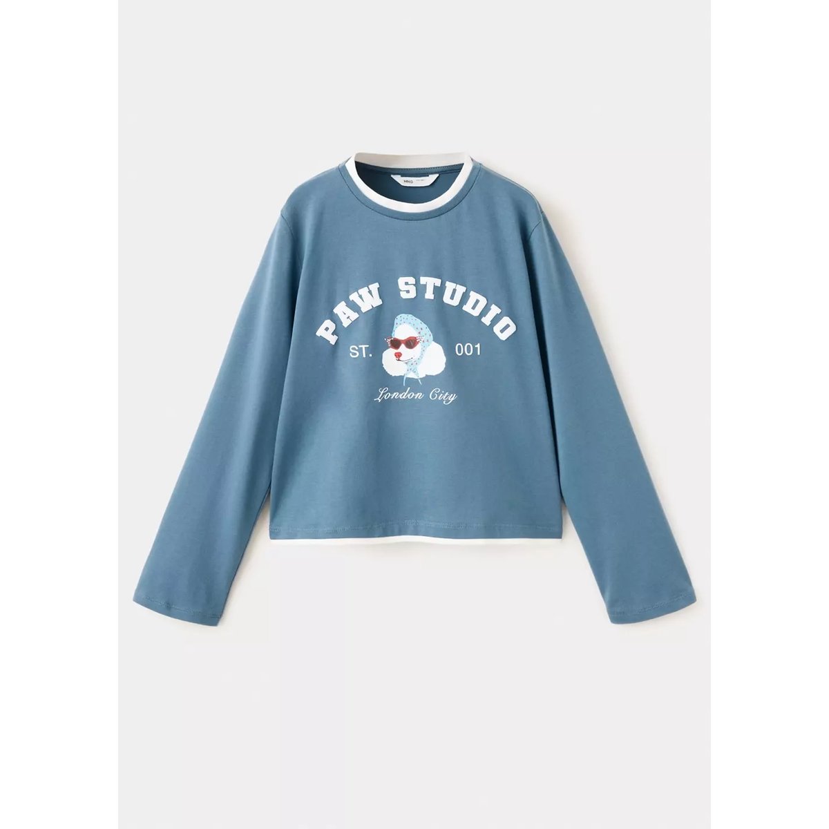 T-shirt détail imprimé bleu, MANGO KIDS