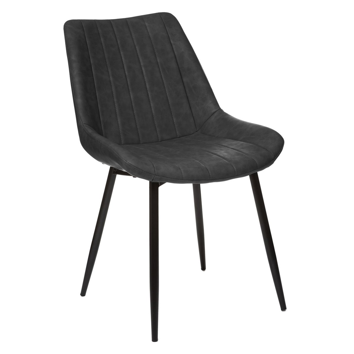 Chaise vintage effet cuir OLWEN gris, ATMOSPHERA