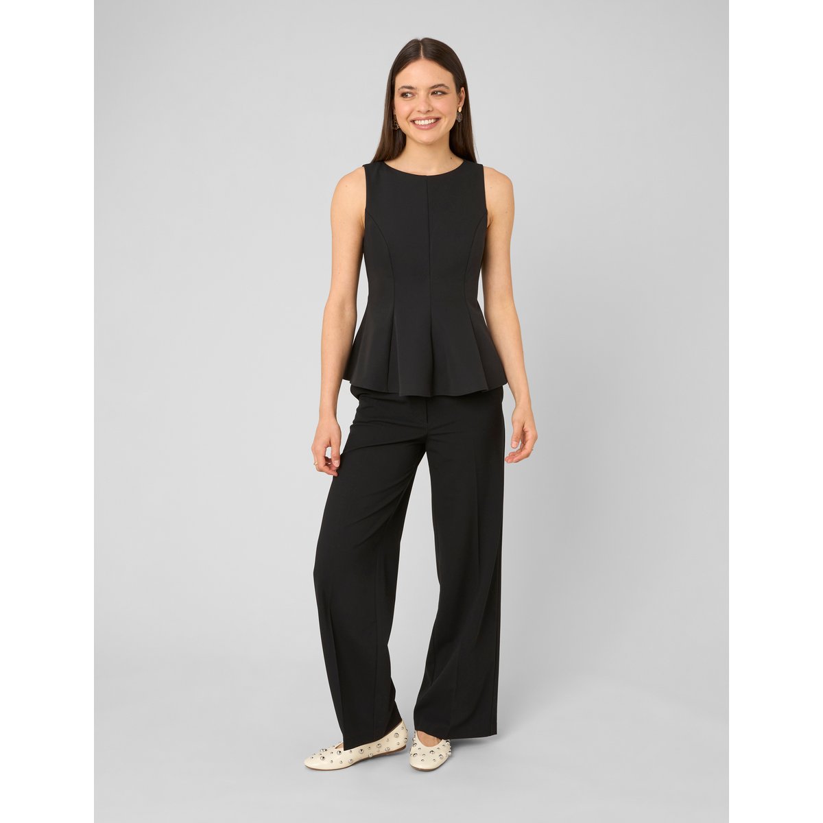 Pantalon droit à ceinture noir, BZB