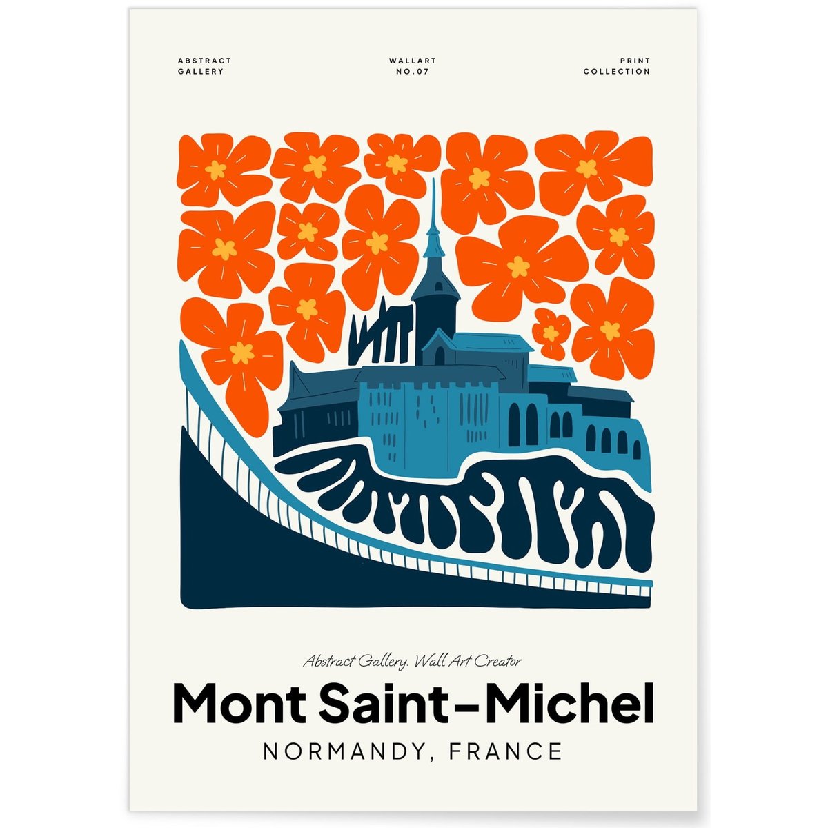 Affiche Mont Saint-Michel 3 blanc, L'AFFICHERIE