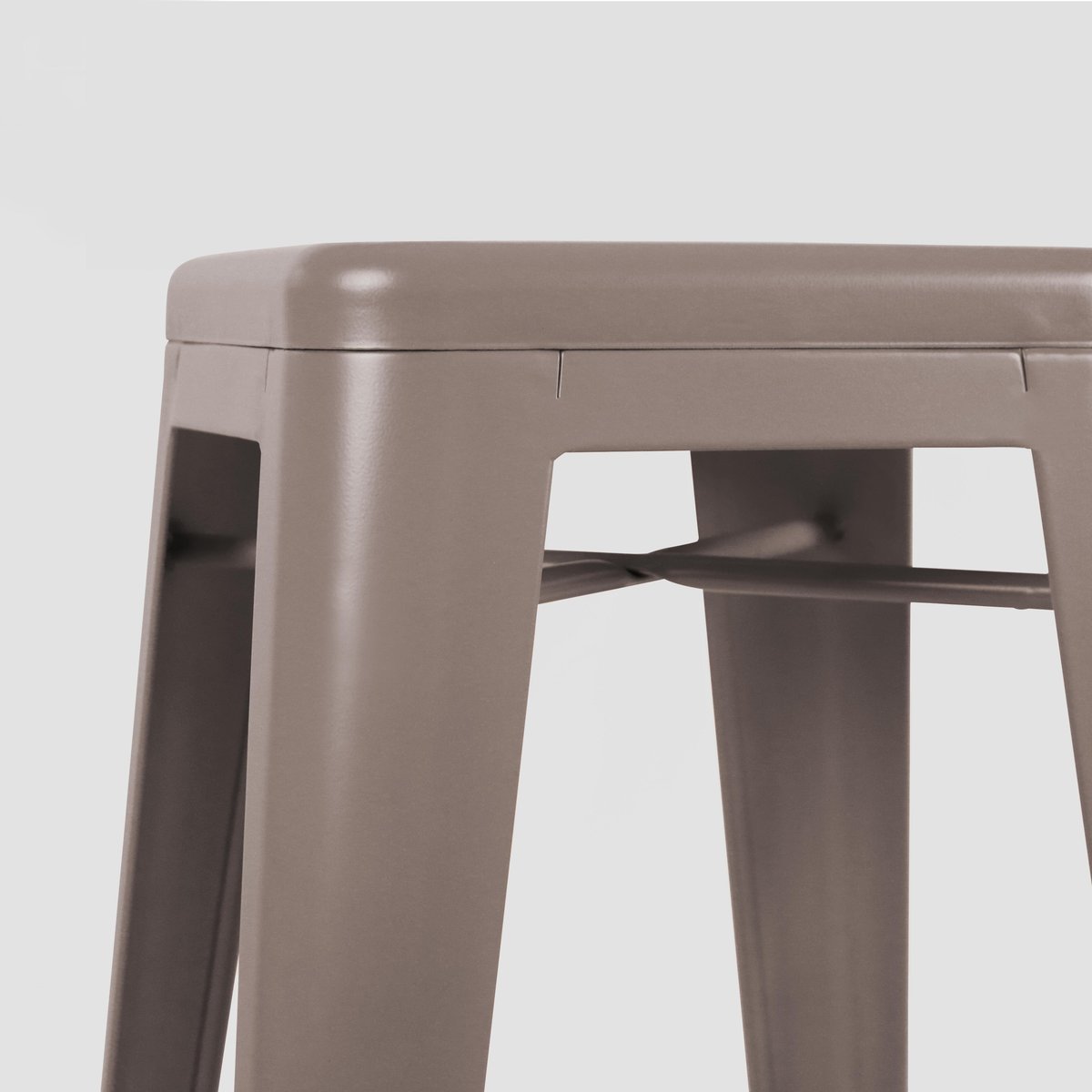 Lot de 4 tabourets de bar extérieur en métal mat, INDUS taupe, OVIALA