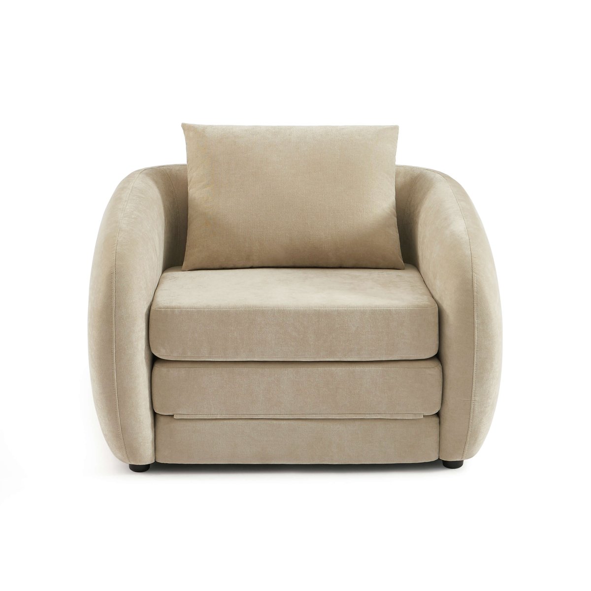 Fauteuil déplimousse tissu chenille PAZ beige, BAÏTA