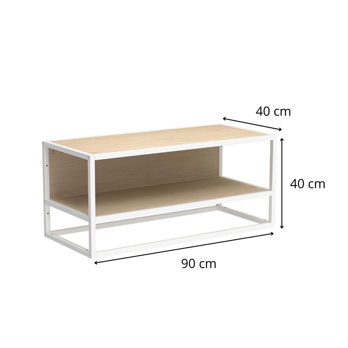 Etagère penderie murale en bois et métal blanc 90x40cm MALYA blanc et bois, MOB IN