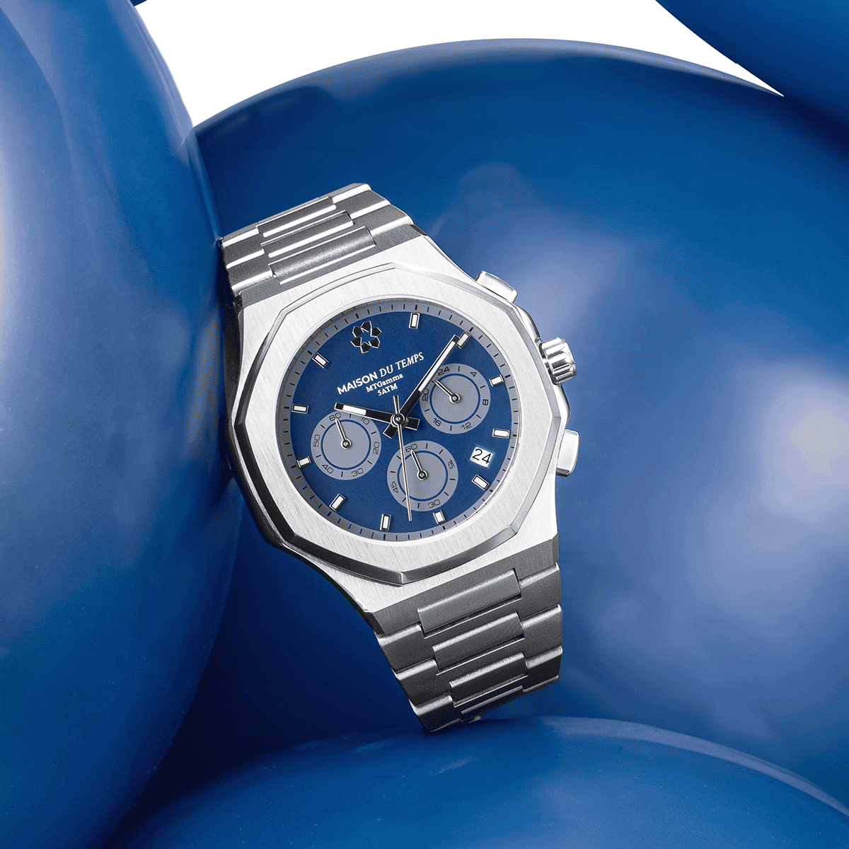 Montre Analogique  GAMMA argenté bleu argenté, MAISON DU TEMPS