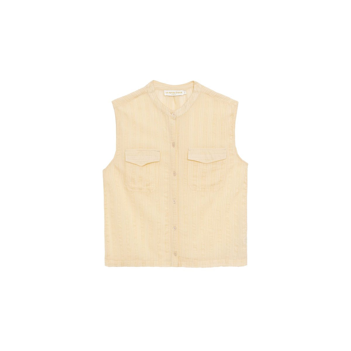 Top sans manches  col officier uni TORY 62-vanille, LA PETITE ETOILE