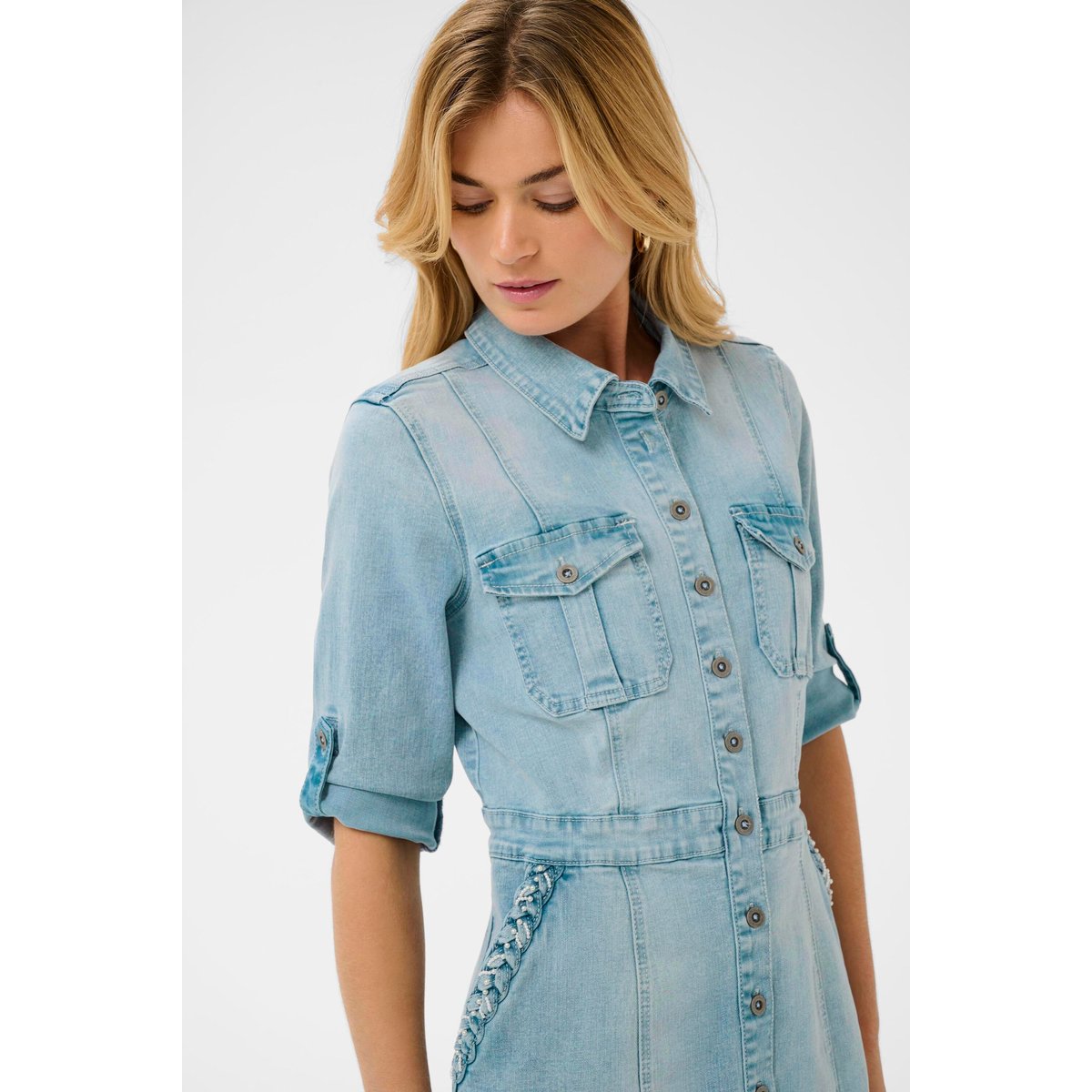 Robe en jean bleu cambell medium blue denim, CREAM