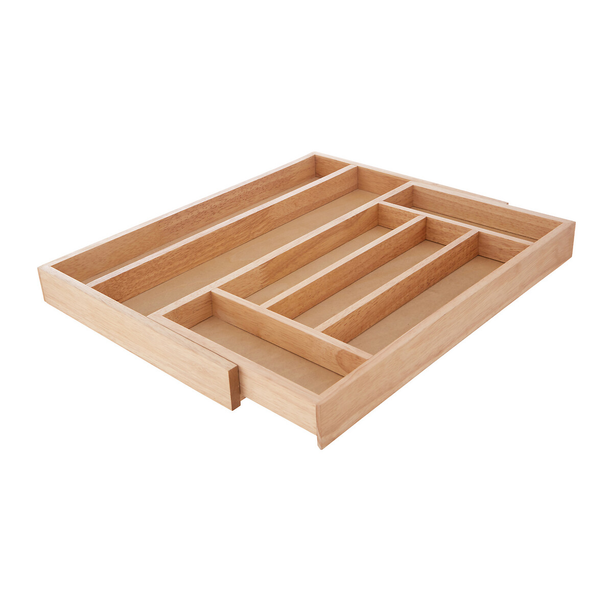 7-Compartment Expandable Organiser in Rubberwood brown, SO'HOME