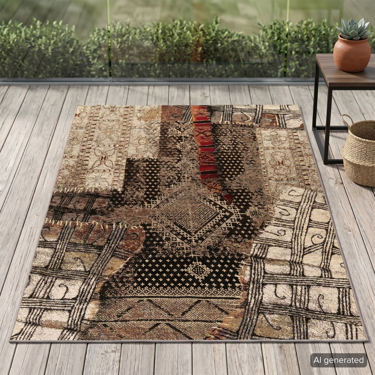 Tapis tissé d'intérieur et d'extérieur - AURORA multicolore, GINO FALCONE