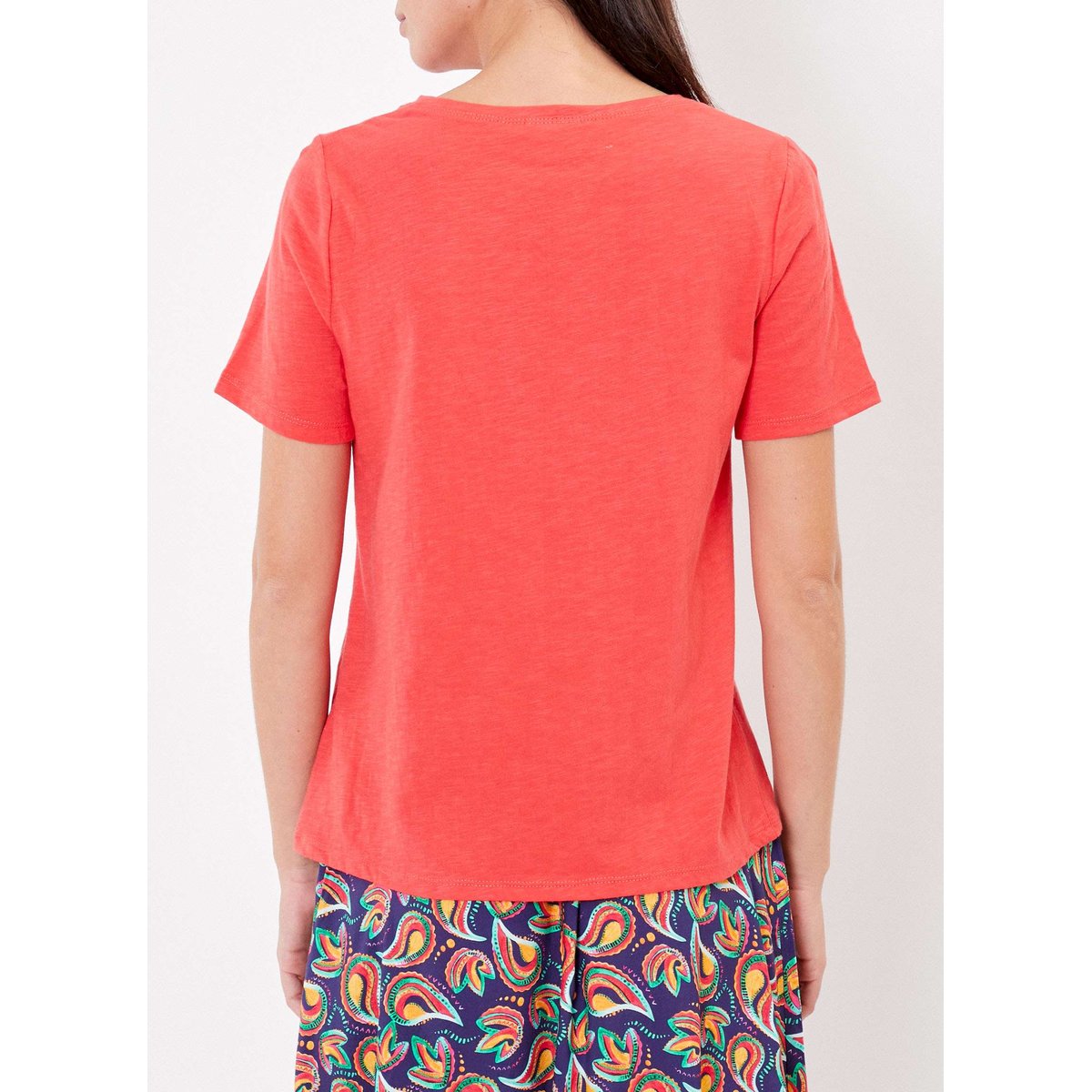 T-shirt coton flammé bio imprimé SOLIANE rouge fraise, LA FIANCÉE