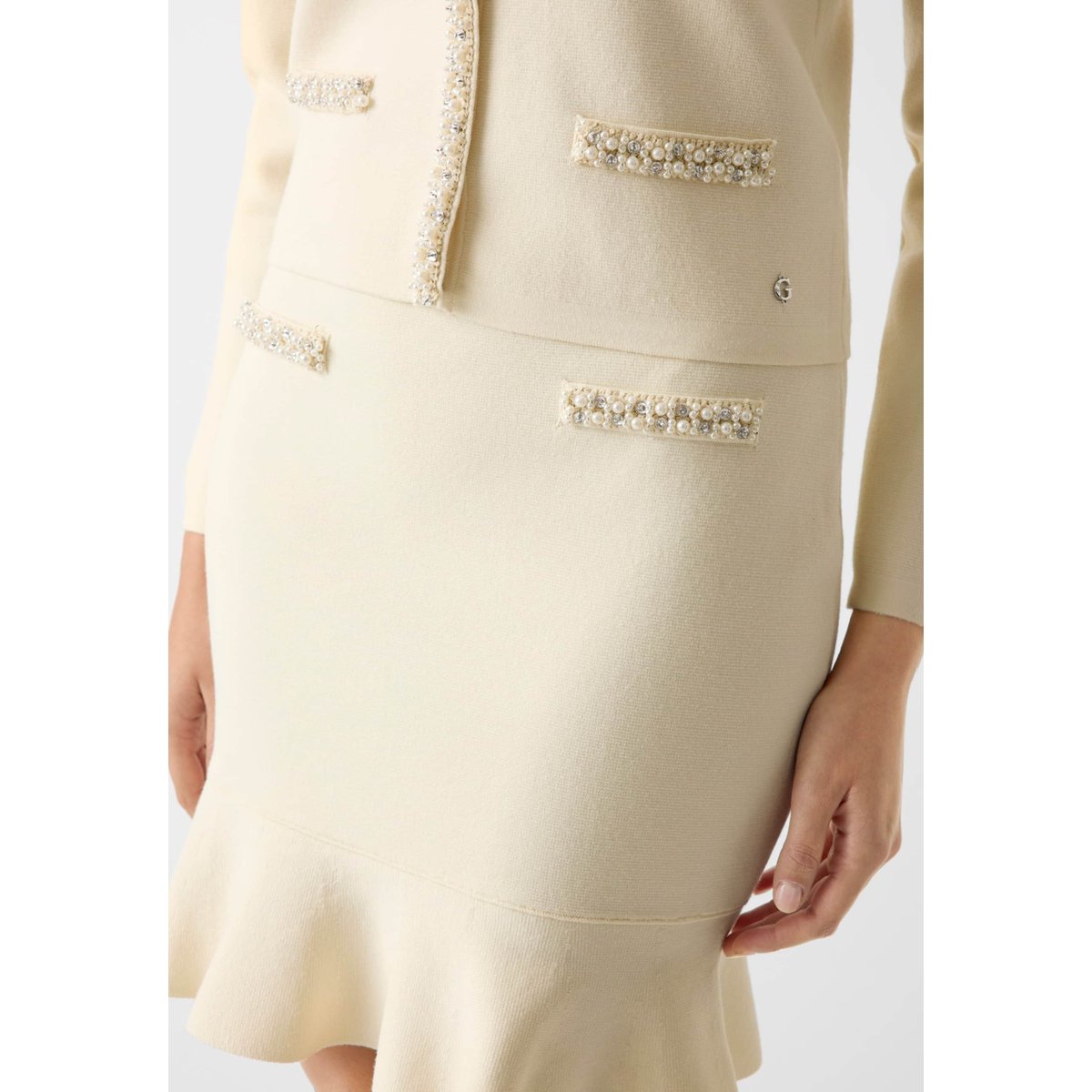 Jupe Mini En Perles blanc, GUESS