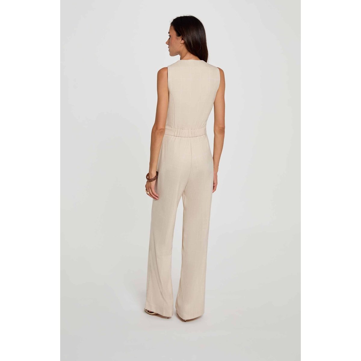 Combinaison large col v beige, MORGAN