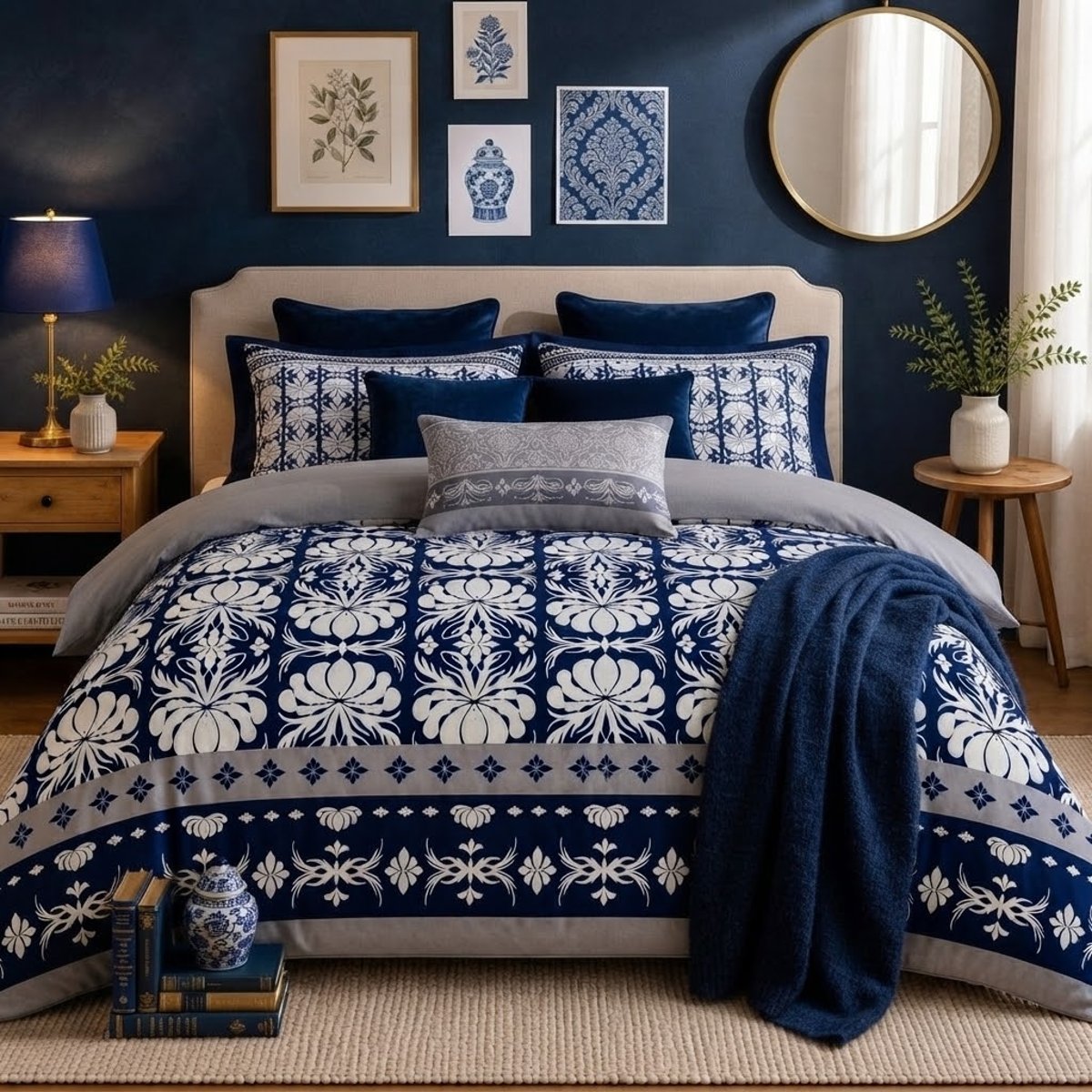 Parure de lit Collection Folklore bleu, EDEN