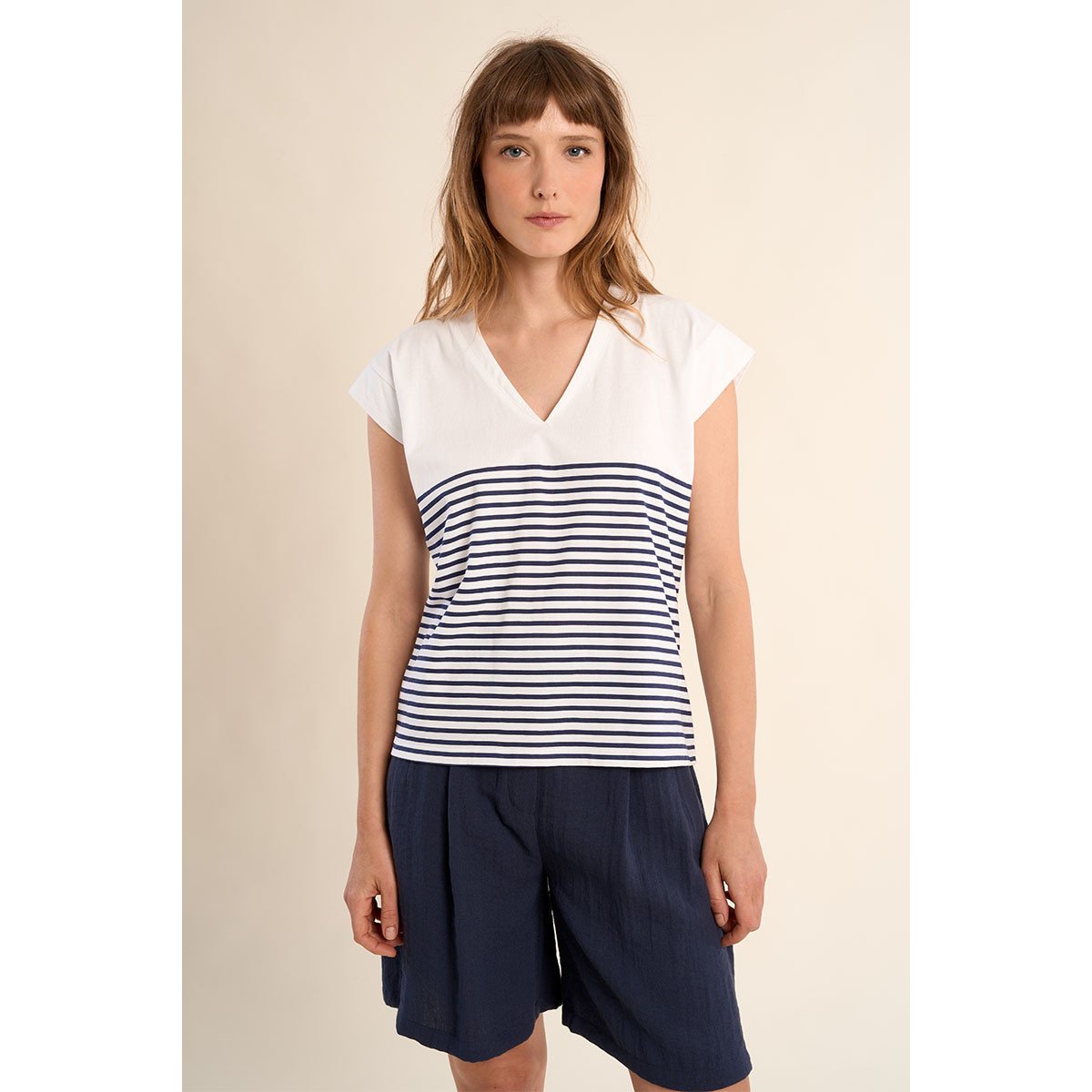 Top sans manches, rayé offwhite/navy blue, MOLLY BRACKEN